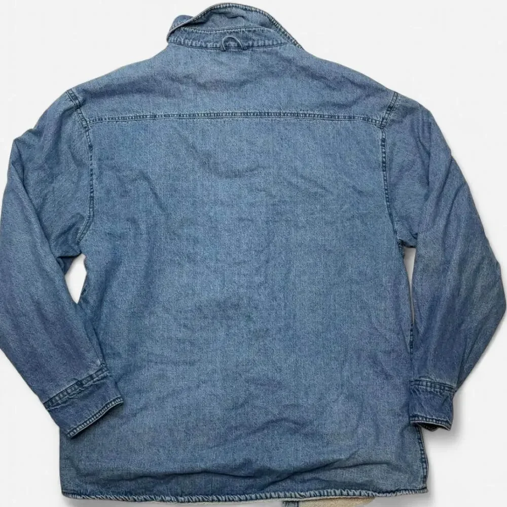 Vintage Levi’s Sherpa Lined Denim Trucker Jacket Large Blue Button Front